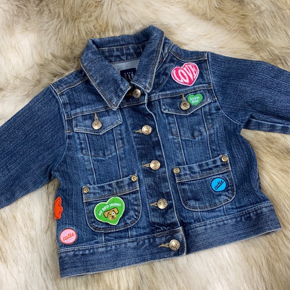 Baby Gap Girls 12-18M Denim Jean Jacket Patches NWOT